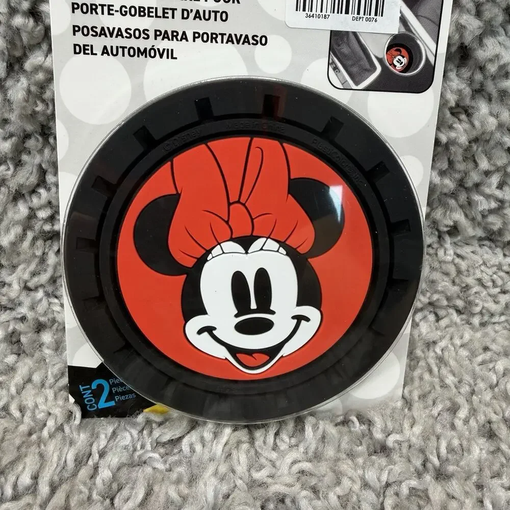 Pair of 2 Minnie Mouse Automobile Cup Holder Coasters New in Package